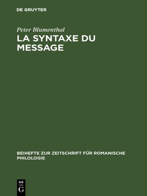 cover image of La syntaxe du message